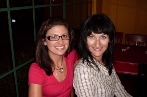Me sporting my short hair and glasses with my friend Kelley at Chevy's last night